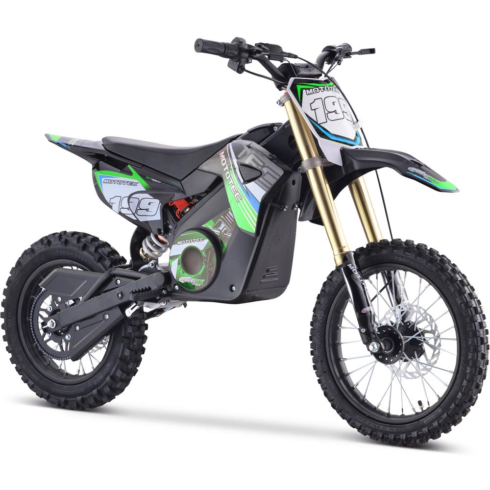 MotoTec 48v Pro Moto eléctrica de cross 1600w Litio verde