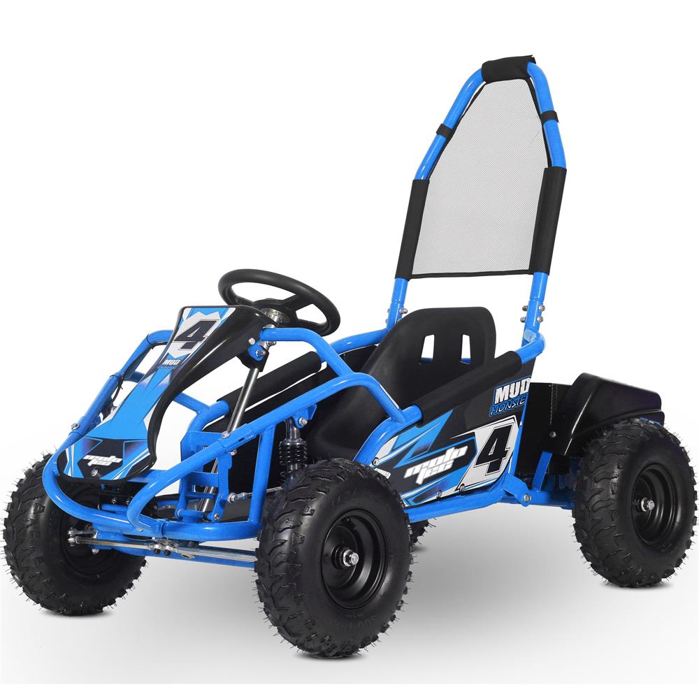 MotoTec Mud Monster Kids Electric 48v 1000w Go Kart Full Suspension Blue