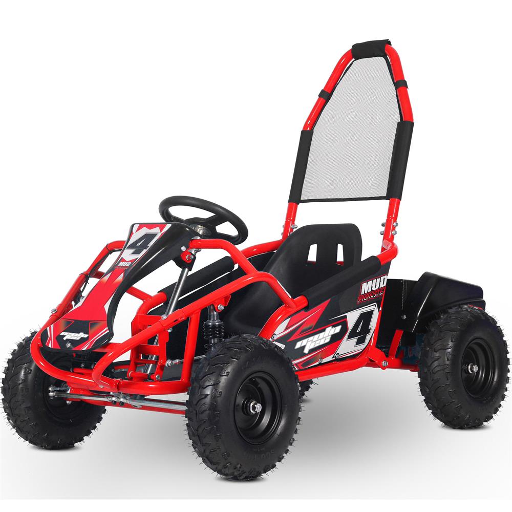 MotoTec Mud Monster Kids Electric 48v 1000w Go Kart Full Suspension Red